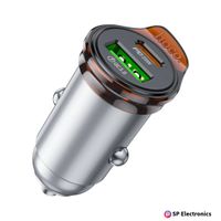 HOCO NZ16A 43W DUAL PORT PD25W+QC3.0 TYPE-C TO IP CAR CHARGE